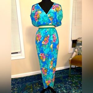 Champagne & Starwberry floral maxi dress